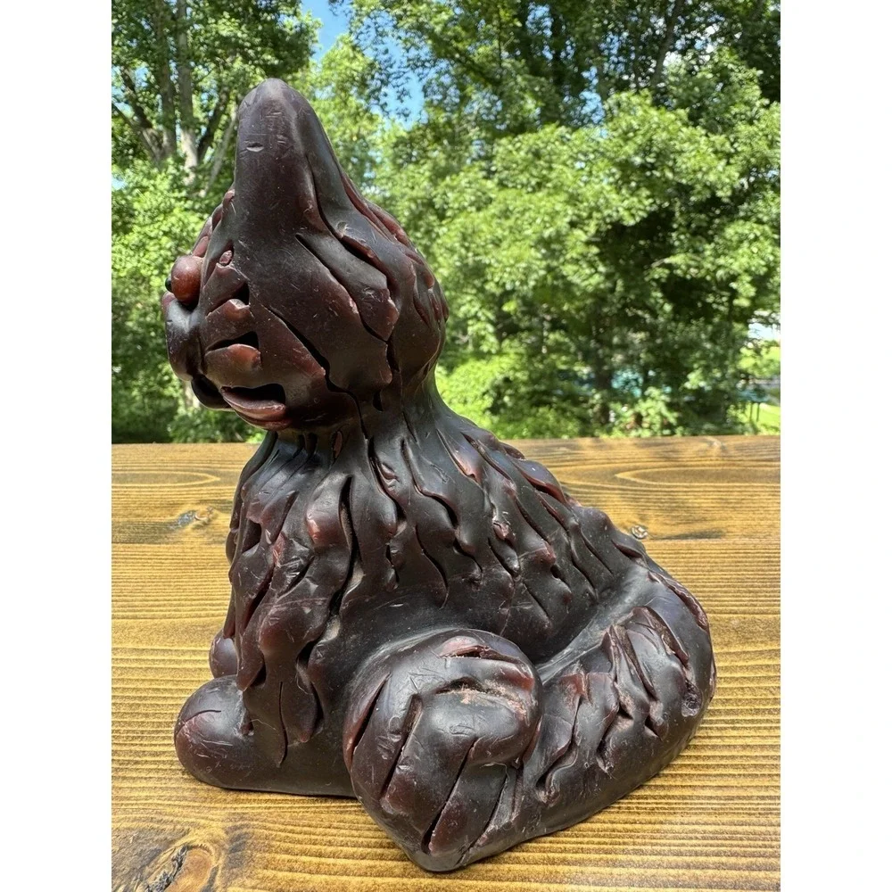 Brown Cat Candle‎ Sculpture Folk Art Kitty Figure Wax Decor 6